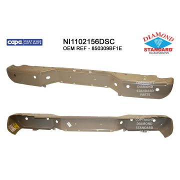 Bumper Face Bar Rear w/Rear Object Sensors w/o Mounting Bracket CAPA for Nissan Frontier 2013-2021