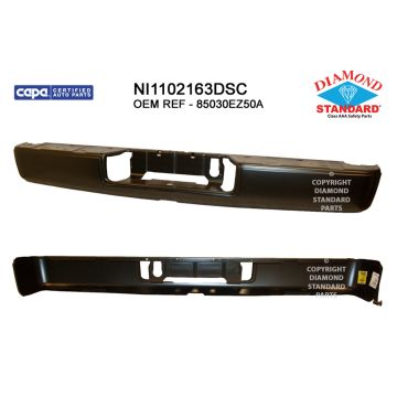 Bumper Face Bar Rear w/o Tow Hitch Black CAPA for Nissan TITAN Crew Cab Pickup S 2017-2019