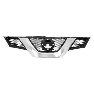 Grille Assembly w/Premium Pkg w/Camera Hole Black/Chrome CAPA for Nissan Rogue SL SV 2014-2016