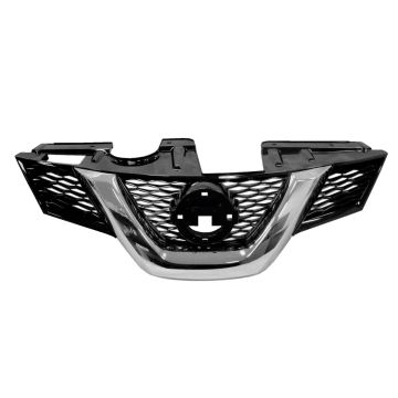 Grille Assembly w/Premium Pkg w/Camera Hole Black/Chrome for Nissan Rogue SL SV 2014-2016