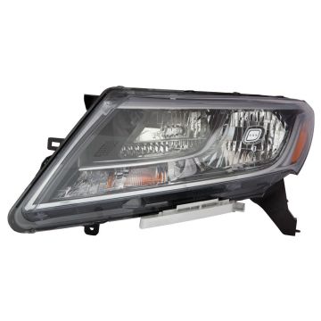 Headlight Assembly Composite Left Halogen Black Bezel Chrome Trim CAPA for Nissan Pathfinder 2013-2016