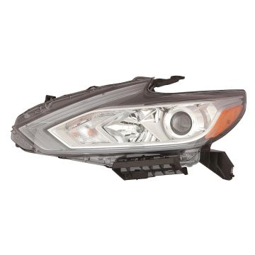 Headlight Assembly Composite Left Halogen w/o LED DRL Chrome Bezel for Nissan Altima Sedan 2016-2018