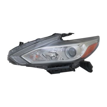 Headlight Assembly Composite Left Halogen w/o LED DRL Chrome Bezel for Nissan Altima Sedan 2016-2018