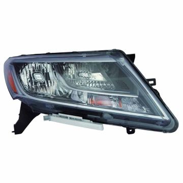 Headlight Assembly Composite Right Halogen Black Bezel Chrome Trim for Nissan Pathfinder 2013-2016