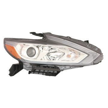 Headlight Assembly Composite Right Halogen w/o LED DRL Chrome Bezel for Nissan Altima Sedan 2016-2018