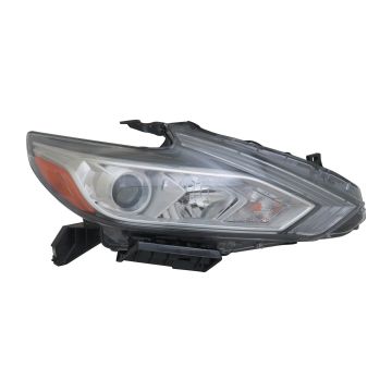 Headlight Assembly Composite Right Halogen w/o LED DRL Chrome Bezel for Nissan Altima Sedan 2016-2018
