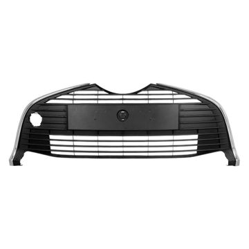 Bumper Cover Grille Front w/o Fog Lamps w/Chrome Trim CAPA for Toyota Yaris Hatchback 2015-2017