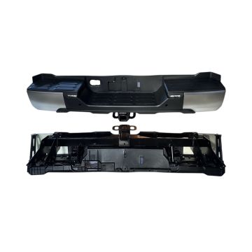 Bumper Assembly Rear w/Parking Sensors w/Back-up Lamp w/Tow Hitch Satin Chrome for Toyota Tundra 2022-2024