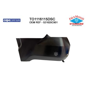 Bumper Cover Rear Left w/o Wheel Opening Mouldings w/Parking Sensors Primed CAPA for Toyota Tundra 2022-2024