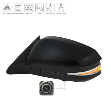 Door Mirror Assembly Left w/Around View Monitor w/Cover for Toyota Highlander 2017-2019