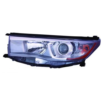 Headlight Assembly Composite Left w/Smoked Chrome Accent CAPA for Toyota Highlander Hybrid Limited Hybrid LE Hybrid XLE 2014-2016
