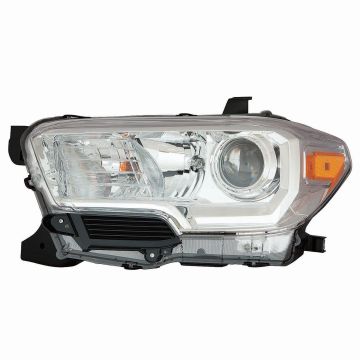 Headlight Assembly Composite Left Halogen w/o LED DRL w/o Fog Lamps Chrome Bezel for Toyota Tacoma 2016-2018