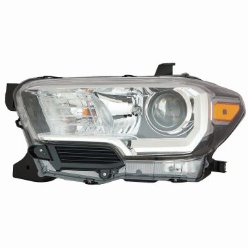 Headlight Assembly Composite Left Halogen w/o LED DRL w/o Fog Lamps Black Bezel CAPA for Toyota Tacoma 2016-2017