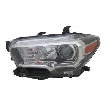 Headlight Assembly Composite Left Halogen w/LED DRL w/Fog Lamps Black Bezel for Toyota Tacoma 2016-2023