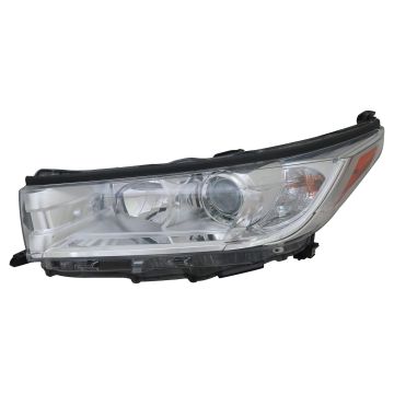 Headlight Assembly Composite Left w/o Smoked Chrome Accent w/o LED DRL Chrome Bezel for Toyota Highlander LE LE Plus XLE 2017-2019