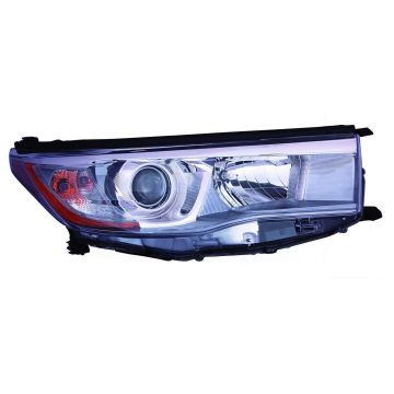 Headlight Assembly Composite Right w/Smoked Chrome Accent CAPA for Toyota Highlander Hybrid Limited Hybrid LE Hybrid XLE 2014-2016