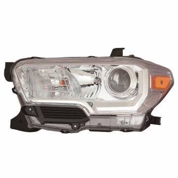 Headlight Assembly Composite Right Halogen w/o LED DRL w/o Fog Lamps Chrome Bezel for Toyota Tacoma 2016-2018