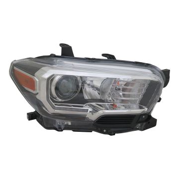 Headlight Assembly Composite Right Halogen w/LED DRL w/Fog Lamps Black Bezel for Toyota Tacoma 2016-2023
