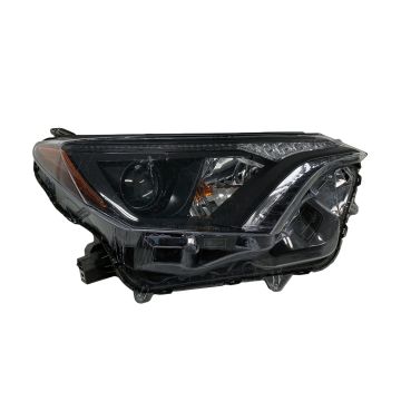 Headlight Assembly Composite Right Halogen w/Black Bezel North America Built CAPA for Toyota RAV4 2016-2018