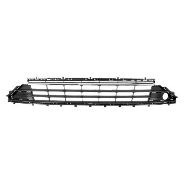 Bumper Cover Grille Front Satin Black/Chrome CAPA for Volkswagen Golf Golf SportWagen