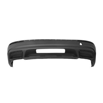 Bumper Cover Rear Lower w/o R-Line w/o Sensor Holes w/Chrome Moldings w/Hitch Hole w/Park Assist Satin Black for Volkswagen Tiguan 2018-2020