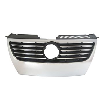 Grille Assembly w/o Parking Aid w/o Distance Sensor w/Chrome Molding for Volkswagen Passat 2006-2010