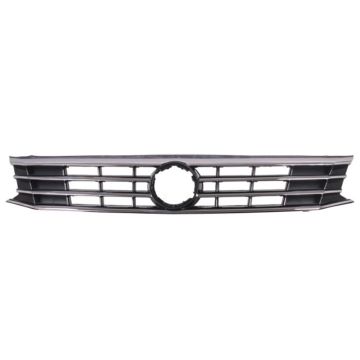 Grille Assembly w/o Collision Warning LED Headlamps w/Silver & Chrome Molding for Volkswagen Passat 2016-2018