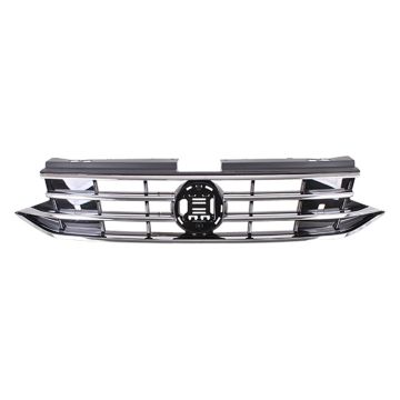 Grille Assembly w/o Light Bar Black Satin/Chrome CAPA for Volkswagen Tiguan S Trendline Comfortline SE 2022-2024