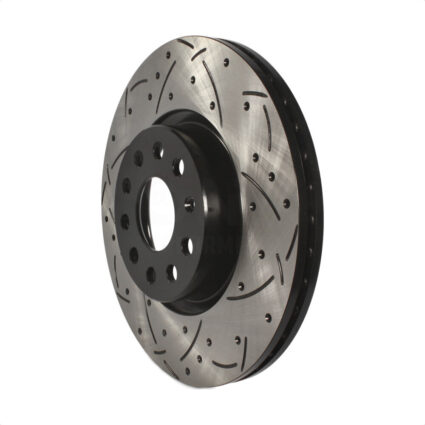 Front Coated Drilled Slotted Disc Brake Rotor (1 Piece Only) DS1-980383 For Volkswagen Jetta Tiguan