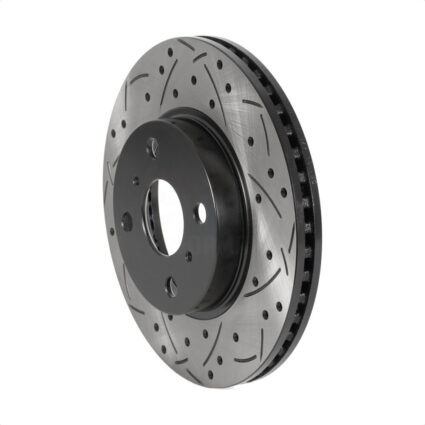 Front Coated Drilled Slotted Disc Brake Rotor (1 Piece Only) DS1-980476 For Toyota Yaris Prius C iQ