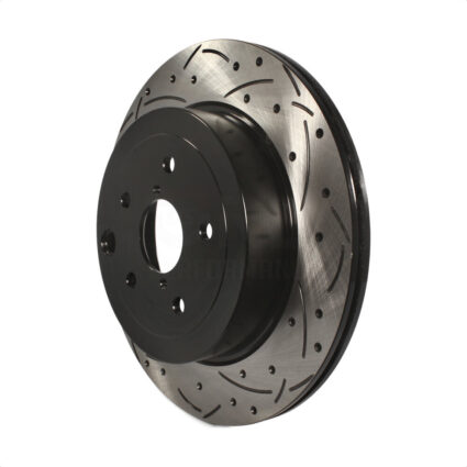 Rear Coated Drilled Slotted Disc Brake Rotor (1 Piece Only) DS1-980682 For Subaru Impreza WRX STI