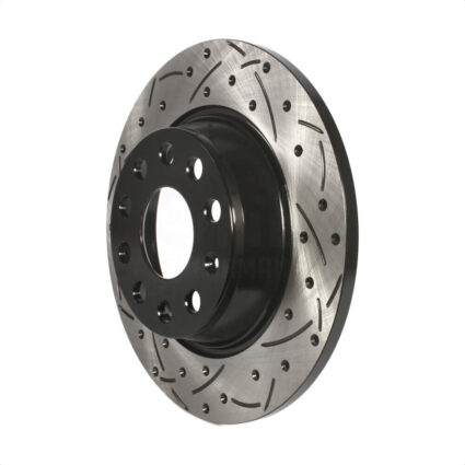 Rear Coated Drilled Slotted Disc Brake Rotor (1 Piece Only) DS1-980791 For Volkswagen Tiguan Audi CC