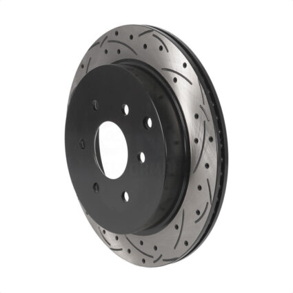 Rear Coated Drilled Slotted Disc Brake Rotor (1 Piece Only) DS1-980866 For INFINITI QX80 Nissan QX56