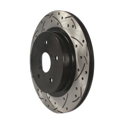 Rear Coated Drilled Slotted Disc Brake Rotor (1 Piece Only) DS1-981956 For Subaru Outback WRX Legacy