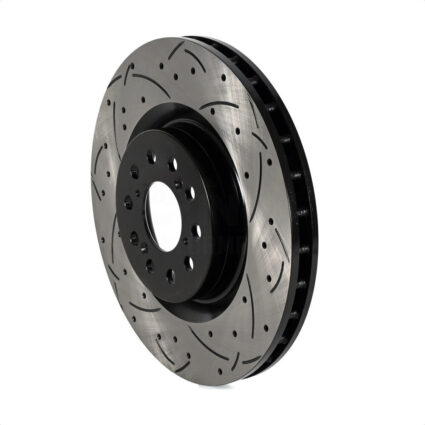 Front Coated Drilled Slotted Disc Brake Rotor (1 Piece Only) DS1-DS8323 For 17-20 Honda Civic Type R