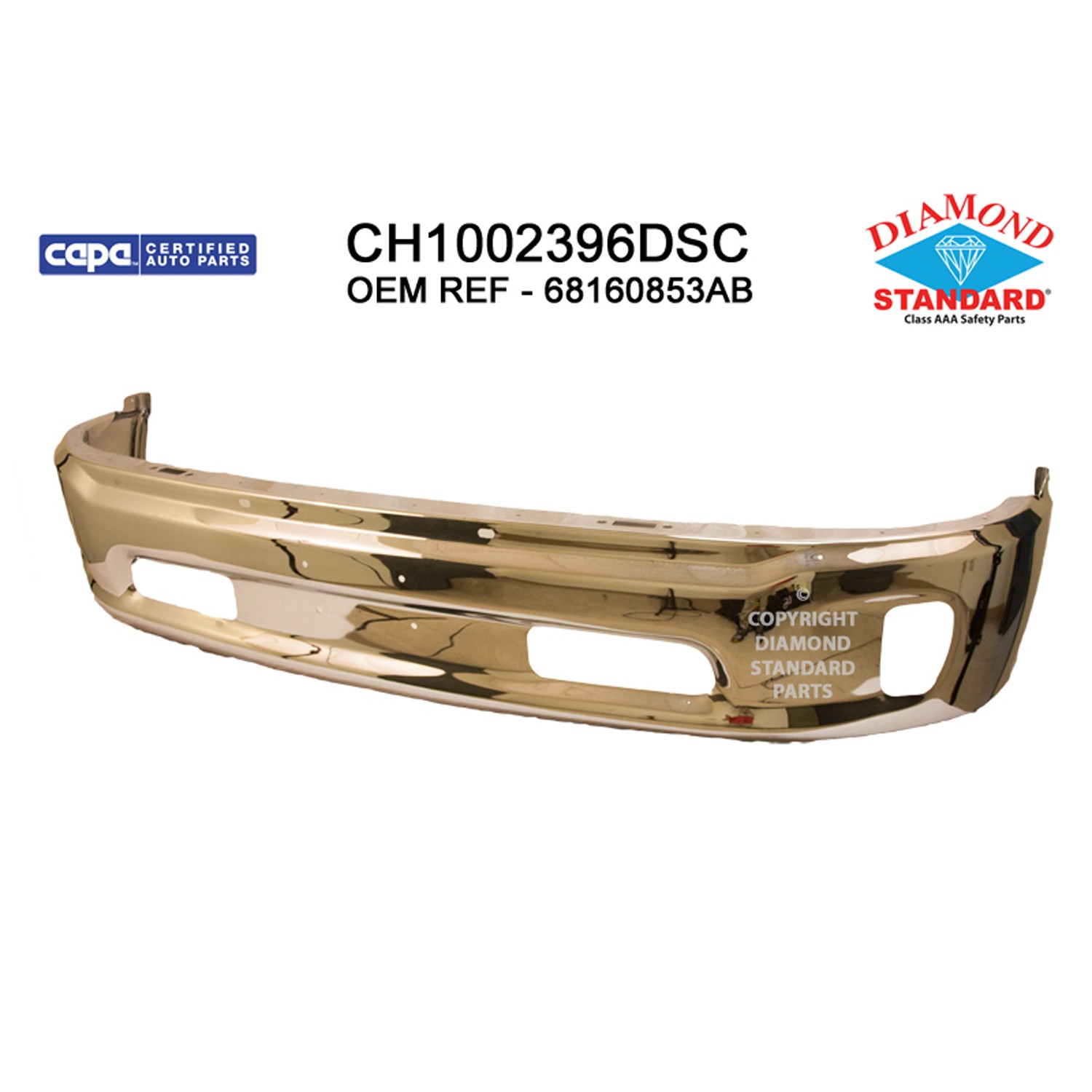 Bumper Face Bar Front w/Fog Lamps Chrome CAPA for Ram 1500 1500 Classic