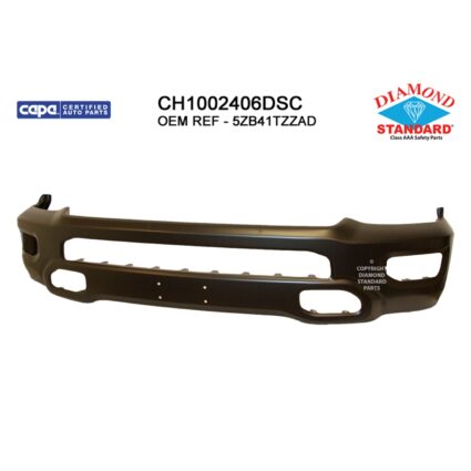 Bumper Face Bar Front Primed CAPA for Ram 1500 Limited Laramie Sport Big Horn Lone Star SLT SXT Tradesman Laramie Longhorn HFE Longhorn Laramie Sport ST Hemi Sport Special Service TRX Limited Longhorn TRX Launch Edition Big Horn OffRoad 2019–2024