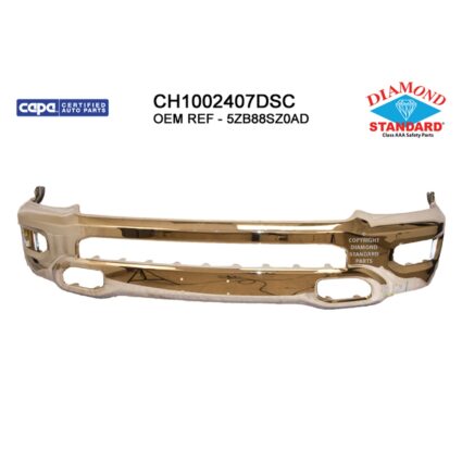 Bumper Face Bar Front Chrome CAPA for Ram 1500 Limited Laramie Sport Big Horn Lone Star SLT SXT Tradesman Laramie Longhorn HFE Longhorn Laramie Sport ST Hemi Sport Special Service TRX Limited Longhorn TRX Launch Edition Big Horn OffRoad 2019–2024