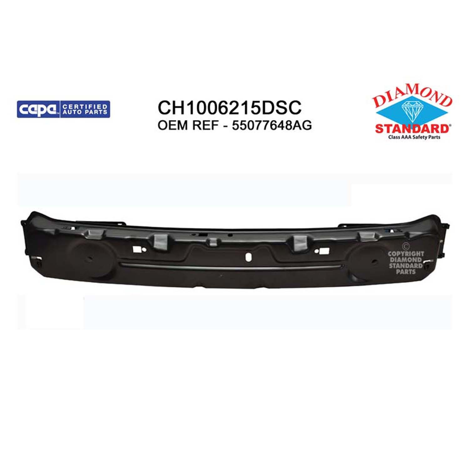 Bumper Cover Reinforcement Front 2 Additional Holes CAPA for Mitsubishi Raider Dodge Dakota Ram Dakota