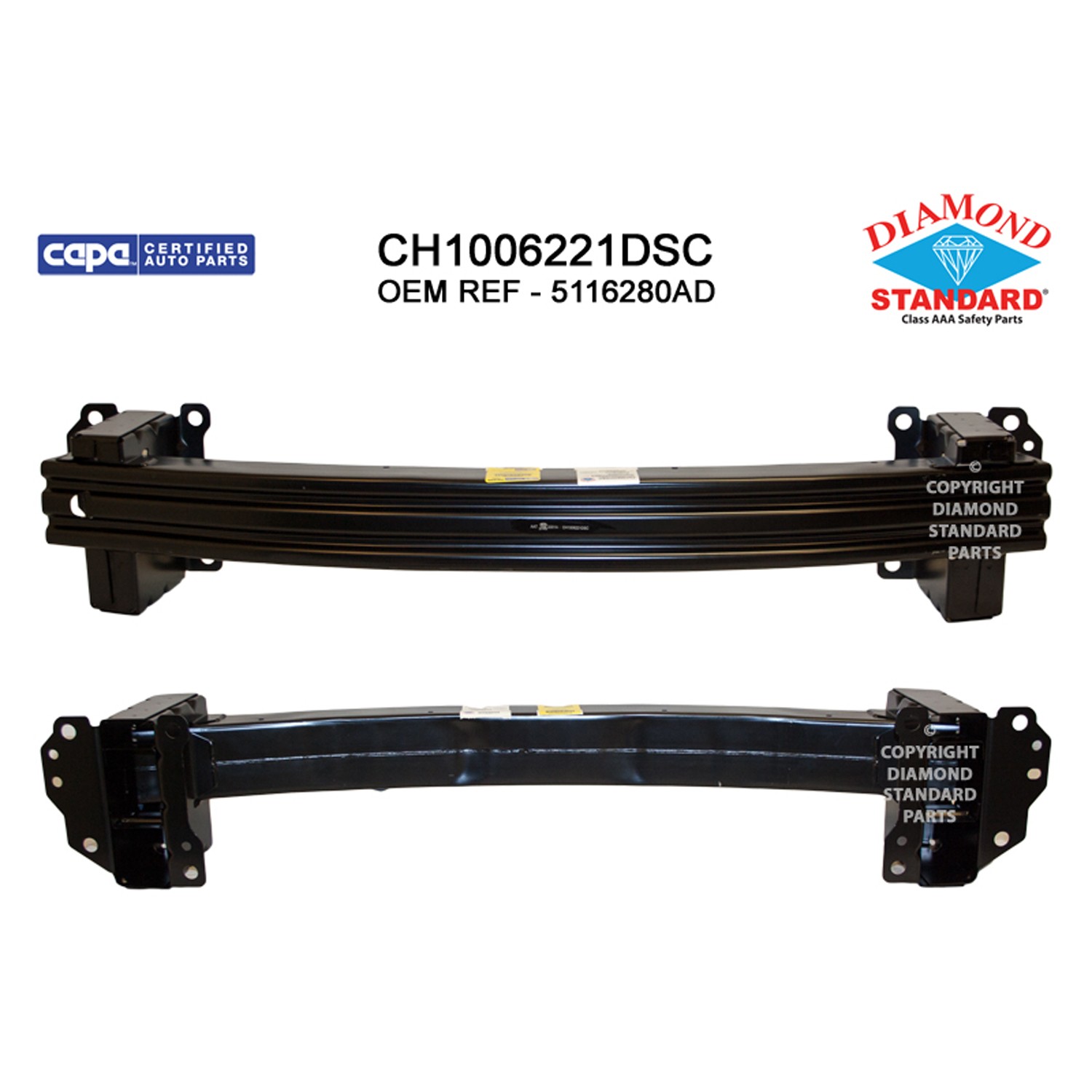 Bumper Cover Reinforcement Front CAPA for Dodge Journey 2009–2020