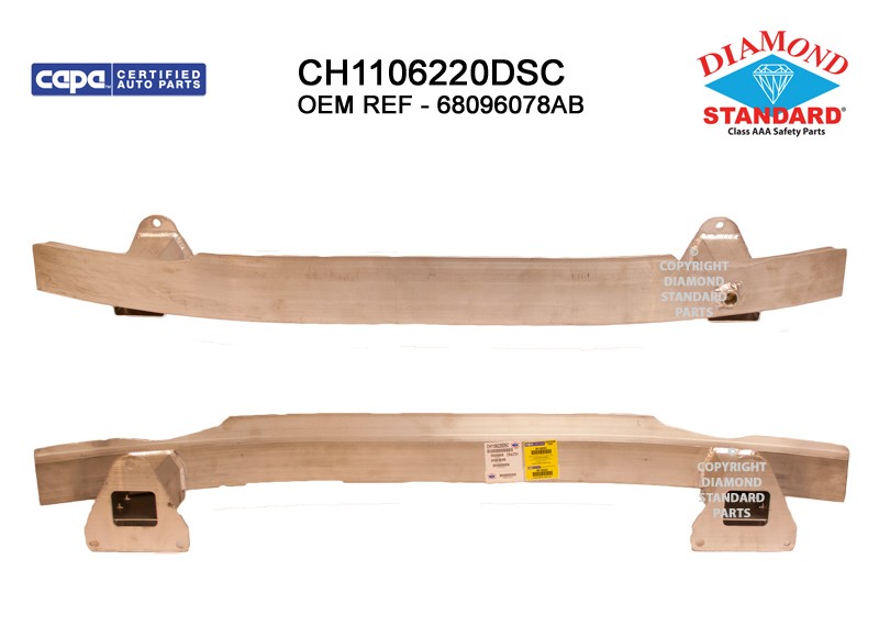 Bumper Cover Reinforcement Rear CAPA for Jeep Cherokee Limited Sport Limited Premium Latitude North Overland Limited Plus Latitude Plus 2014–2018