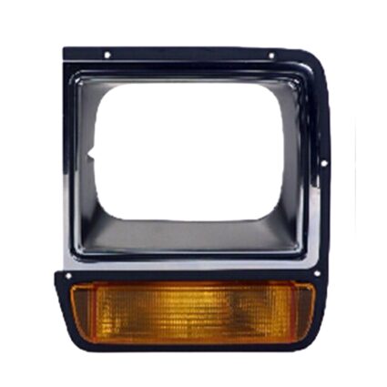 Headlight Door Left w/Single Rectangular Headlamps Black & Chrome for Dodge W350 D150 W250 D350 W150 D100 D250 W100 Ramcharger
