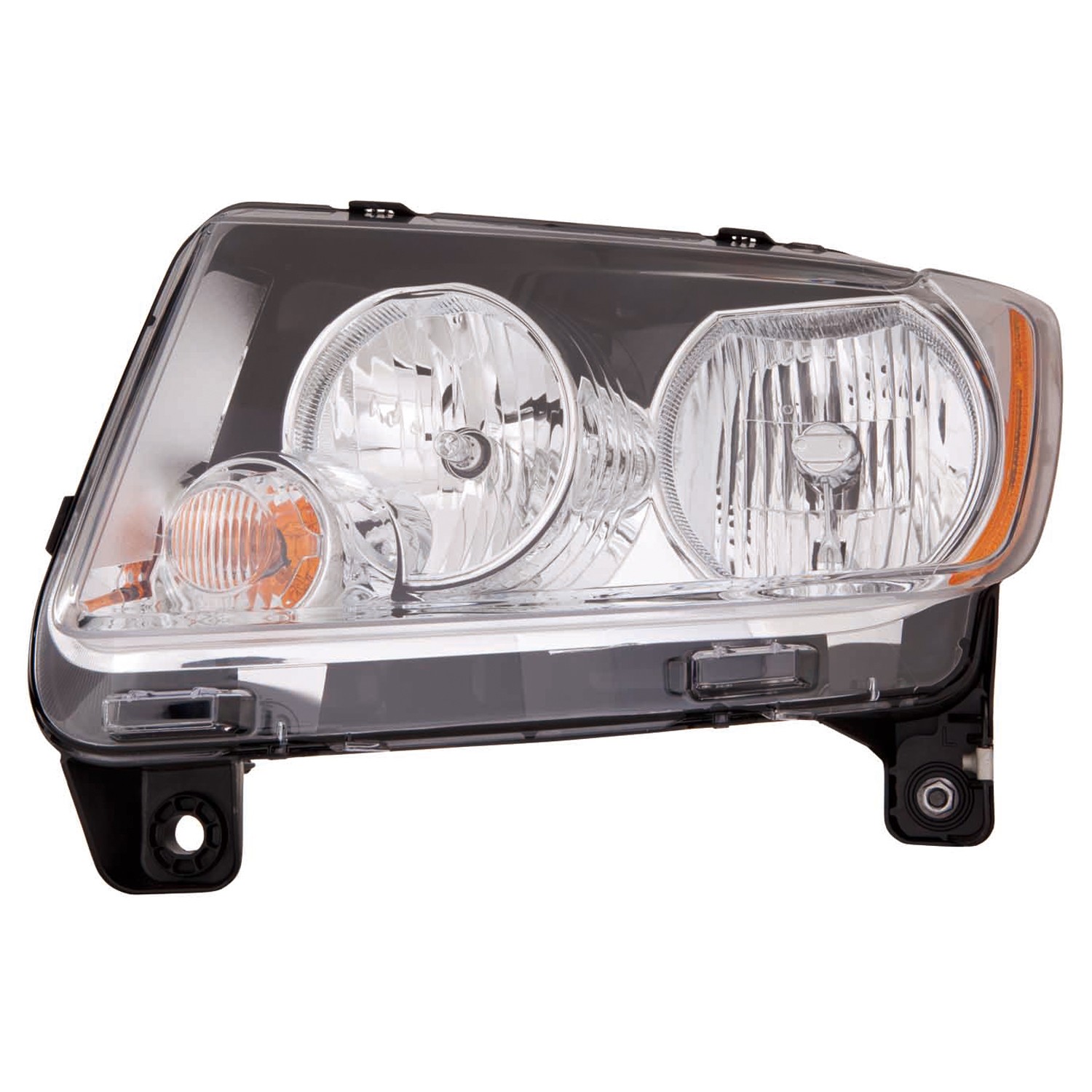 Headlight Lens Housing Left Halogen w/o Leveling CAPA for Jeep Compass 2011–2013