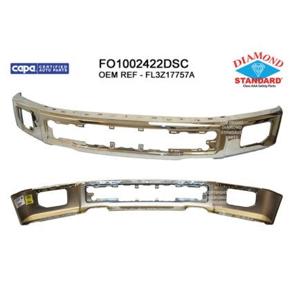 Bumper Face Bar Front w/o End Caps w/Fog Lamps Chrome CAPA for Ford F-150 2015–2017