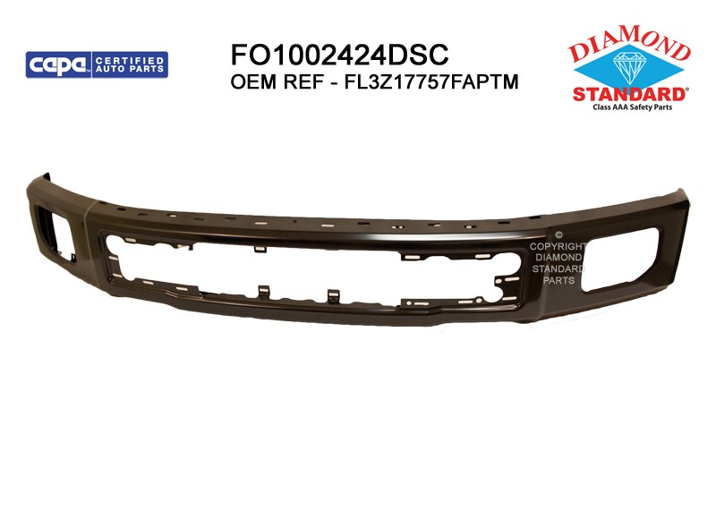 Bumper Face Bar Front w/o End Caps w/Fog Lamps Primed CAPA for Ford F-150 2015–2017