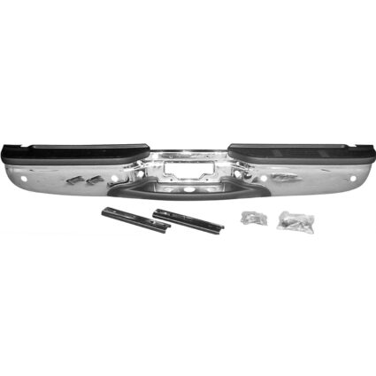 Bumper Assembly Rear w/Rear Object Sensor w/Pads w/Hitch Plate Chrome for Ford F-250 Super Duty F-350 Super Duty
