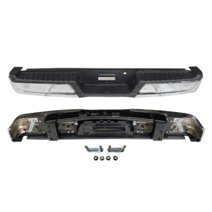 Bumper Assembly Rear w/o Towing Pkg w/o Parking Aid w/Lamps Chrome for Ford F-150 2021–2024