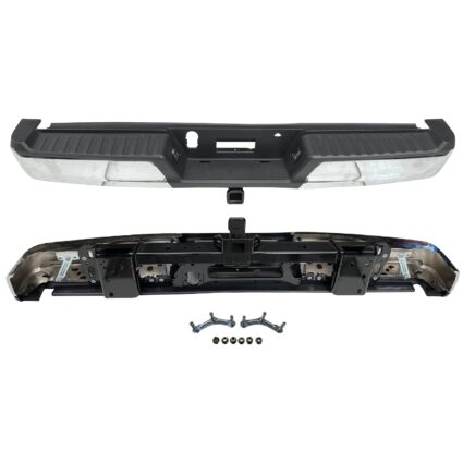 Bumper Assembly Rear w/Towing Pkg w/Med/Hvy Duty w/o Parking Aid w/Lamps Chrome for Ford F-150 2021–2024