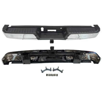 Bumper Assembly Rear w/Med/Hvy Tow w/Parking Aid w/Active Park w/Lamps Chrome for Ford F-150 2021–2024