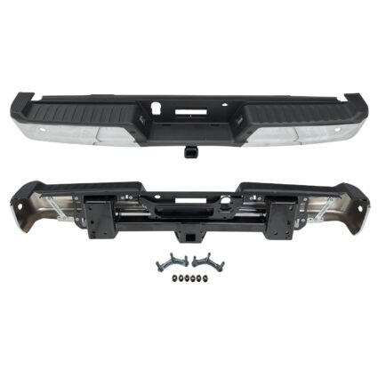 Bumper Assembly Rear w/Max Towing w/Parking Aid w/Active Park w/Lamps Chrome for Ford F-150 2021–2024
